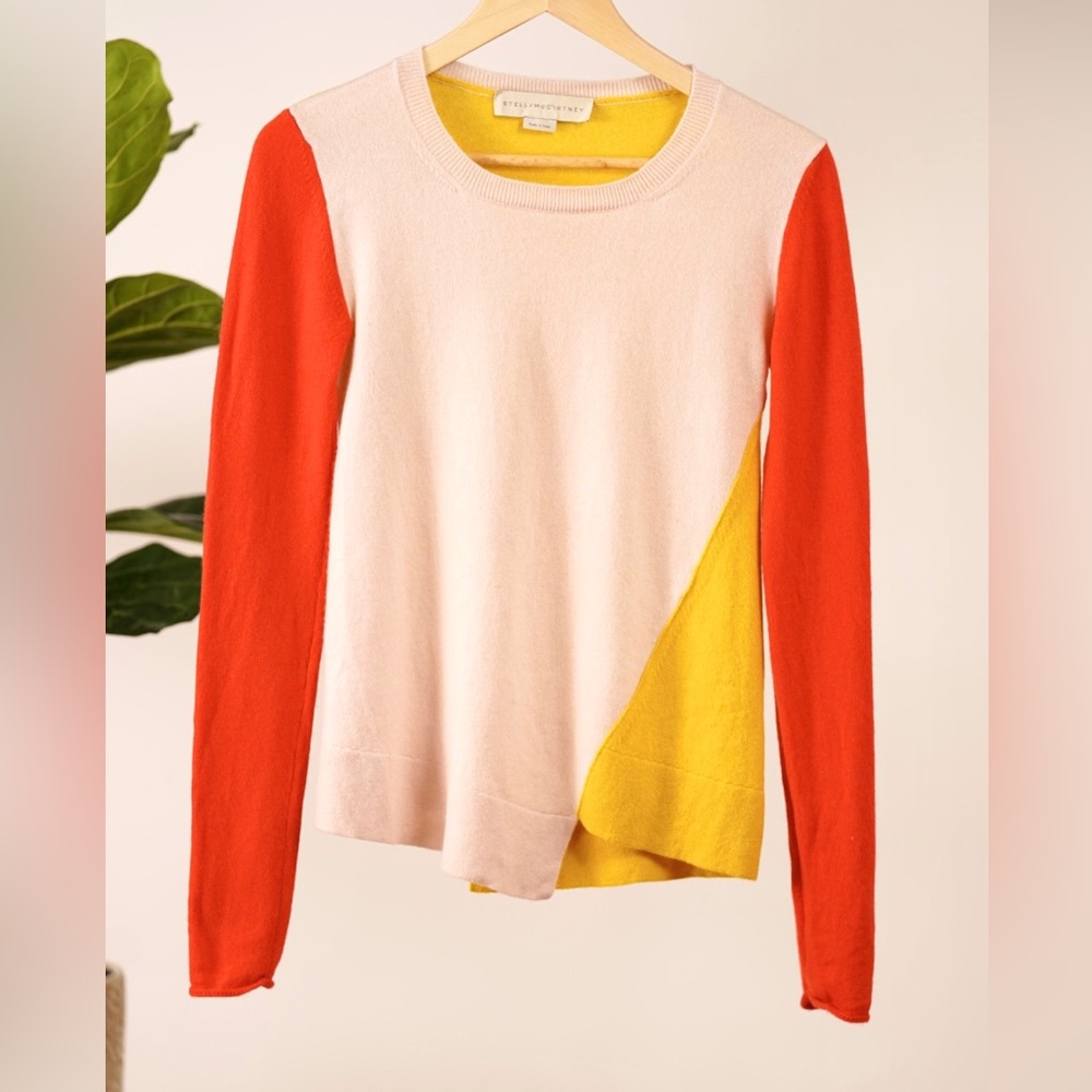 Stella McCartney asymmetrical colorblock cashmere